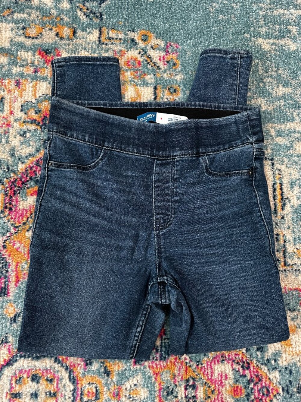 Old Navy Rockstar High Rise Super Skinny Pull On Jeggings Size 8 Dark Blue